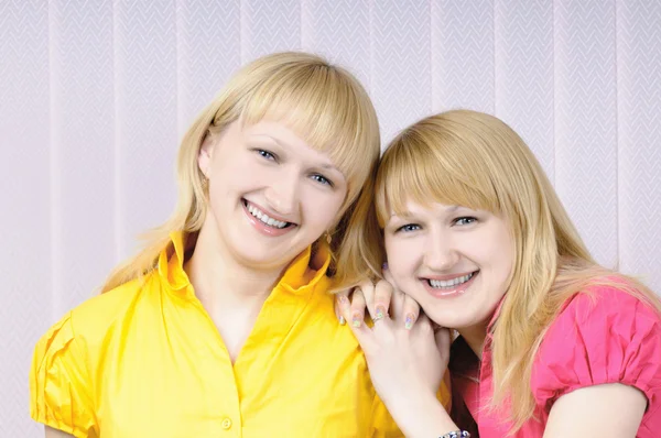 Portrait of two attractive blond sisters — Stock Photo, Image