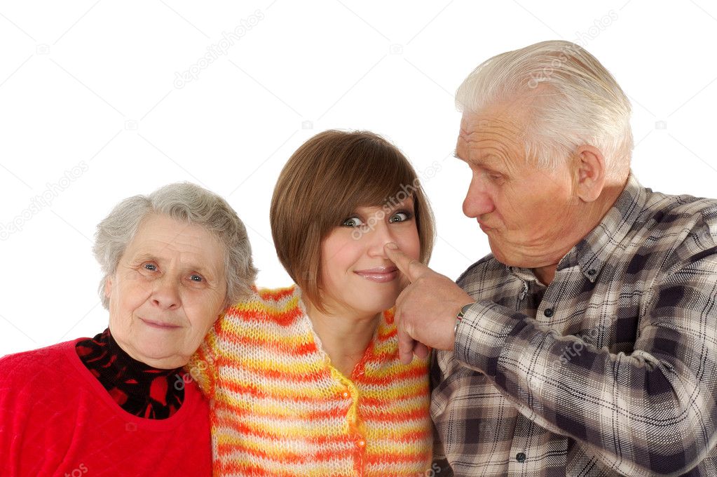 Happy grandparents and granddaughter