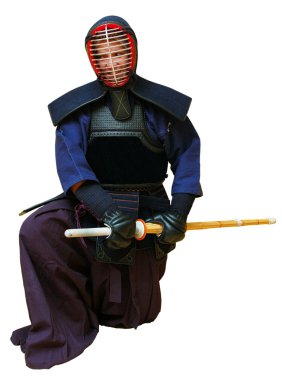 Woman in kendo uniform clipart