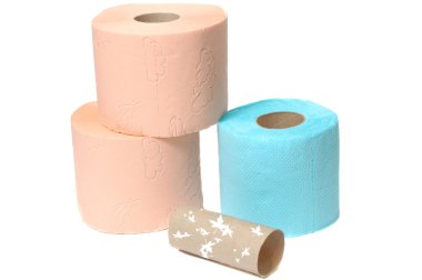 Three multicolor toilet rolls clipart