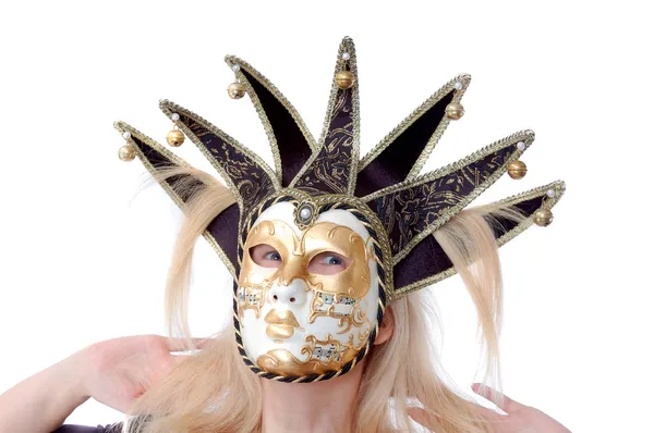 Hübsche Frau in Venusmusik-Maske — Stockfoto