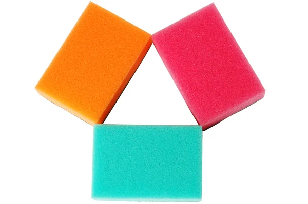 Três esponjas multicoloridas — Fotografia de Stock