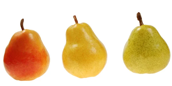 Tre färgstarka päron — Stockfoto