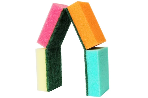 House from multicolor sponges — Stockfoto