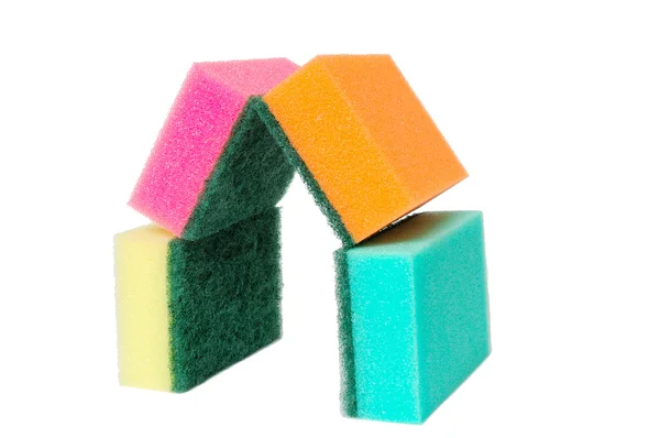 House from multicolor sponges — Stockfoto
