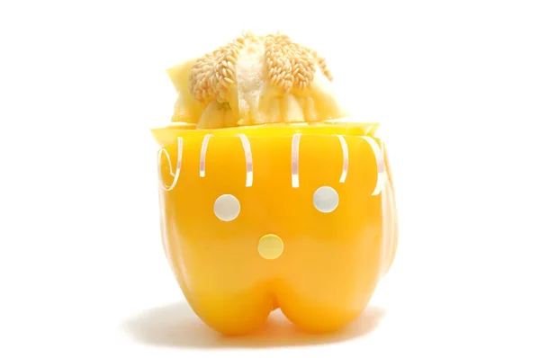 Cara graciosa de pimentón amarillo — Foto de Stock