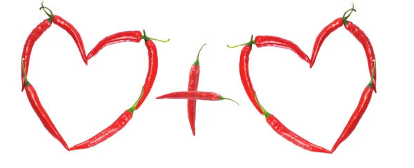 Two hearts from peper and plus between them — Stock Photo, Image
