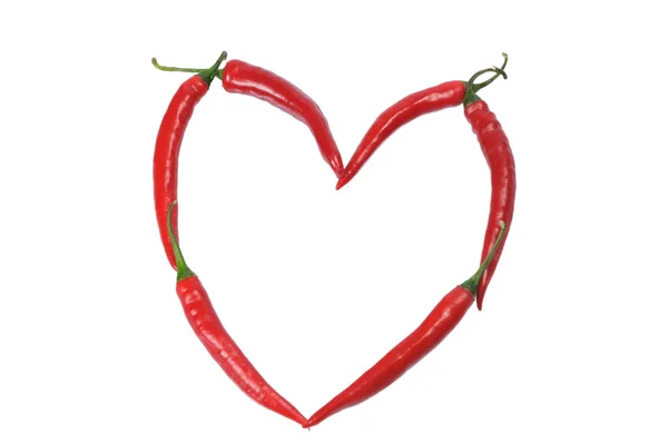 Rött hjärta från peppar — Stockfoto