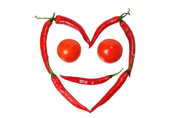 Face from paprica and tomatos — Stock Photo, Image