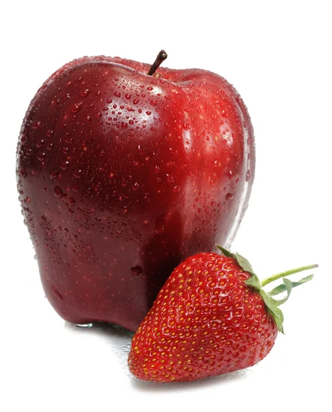 Ripe strawberry with apple — Stock Photo, Image