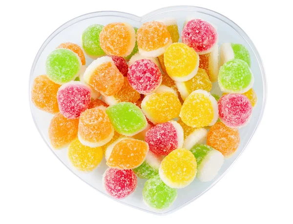 Heap tasty fruit candy lie on plate — Stock Photo, Image