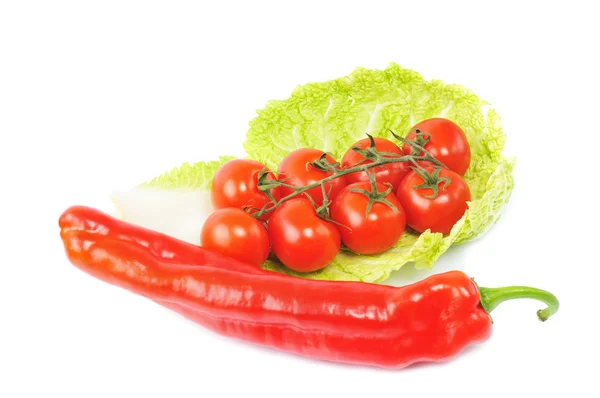 Big red pepper with tomatos — Stock Photo, Image