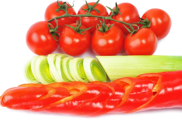 Pimenta, cebola, tomate — Fotografia de Stock