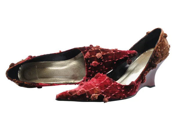 Paar rode meisje schoenen — Stockfoto
