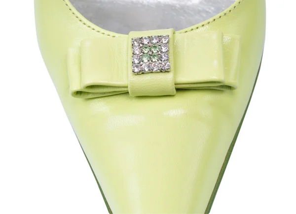 Łuk na zielony eleganckie buty — Zdjęcie stockowe