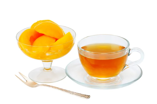 桃と紅茶 — ストック写真