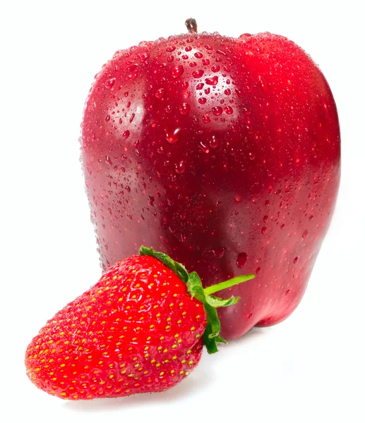 Apple med jordbær - Stock-foto