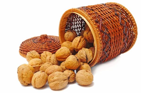 Ořechy v košíku — Stock fotografie
