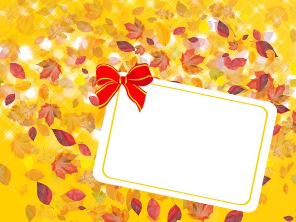 カードの弓と秋を葉します。 — ストック写真