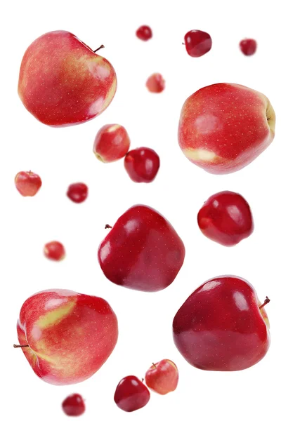 Manzanas rojas voladoras —  Fotos de Stock