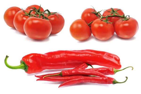 Tomatos, red hot chili peppers — Stock Photo, Image