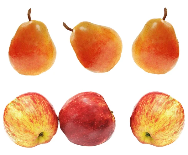 Manzanas frescas y peras rojas —  Fotos de Stock