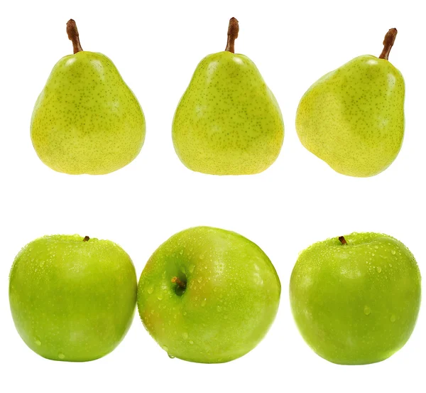Manzanas y peras verdes frescas —  Fotos de Stock