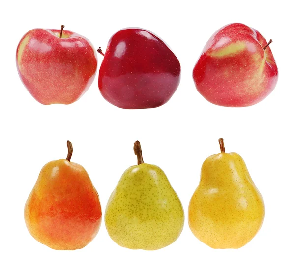 Fresh red apples and colorful pears — Stock Photo, Image