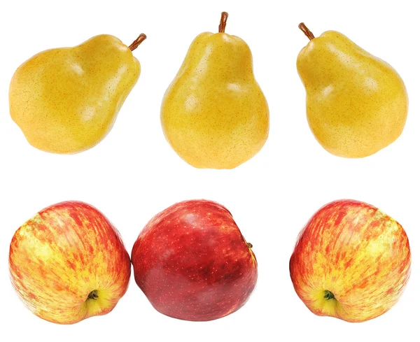 Taze kırmızı elma ve sarı armut — Stok fotoğraf
