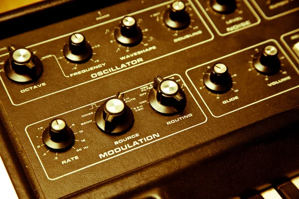 stock image Synthesizer with closeup of modulation