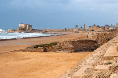 Ruins of roman period in caesarea clipart