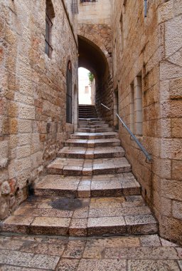 An alley in the old city in Jerusalem. clipart