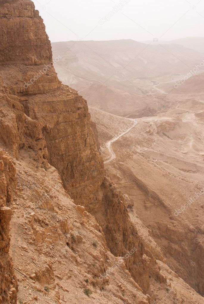 Masada mountain in the haze