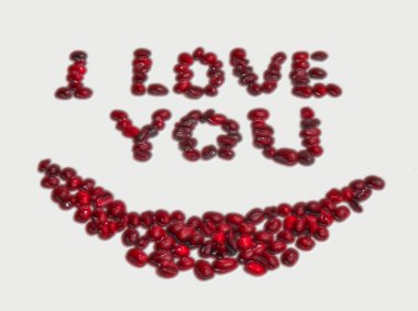 Valentine's greeting card, red letter with inscription Love You clipart