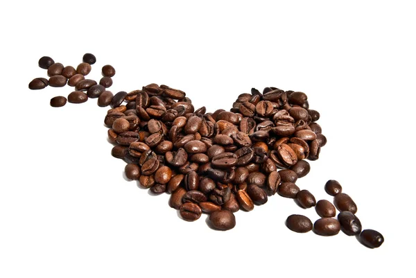 Сердце из кофейных зерен — стоковое фото
