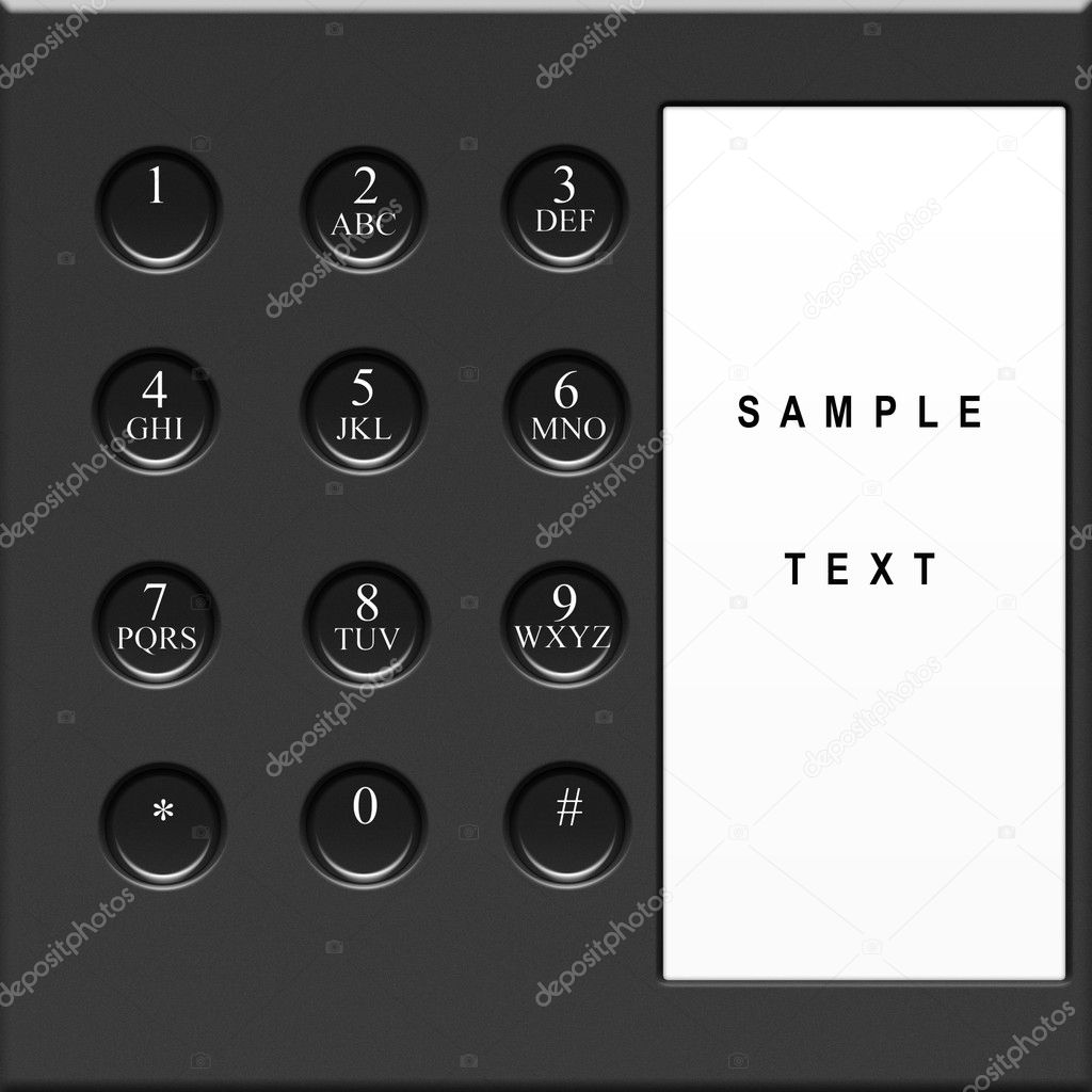 Modern telephone keypad with sample text