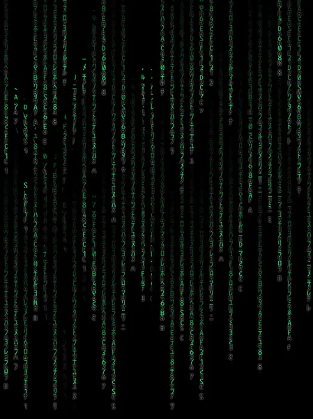 Code binaire vert sur fond noir — Photo