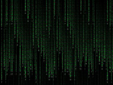 Green binary code on black background clipart