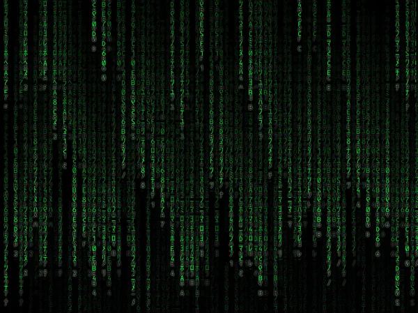 黒い背景の緑のバイナリコード — ストック写真