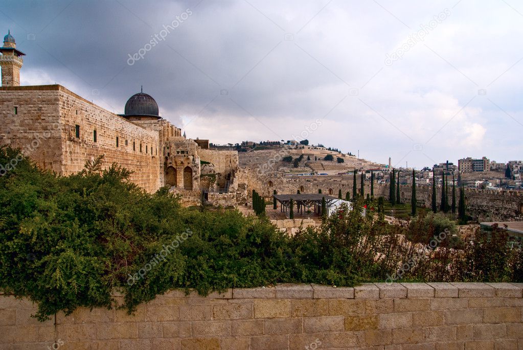 Jerusalem – View on the Mount of Olives from Al-Aqsa mosque