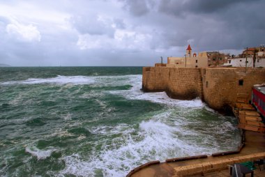 Acre sea wall, Israel clipart