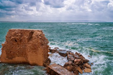 Remains of fortress walls of the Acre clipart