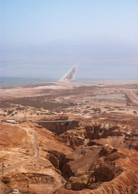 View on Dead Sea from Masada fortress, Israel clipart