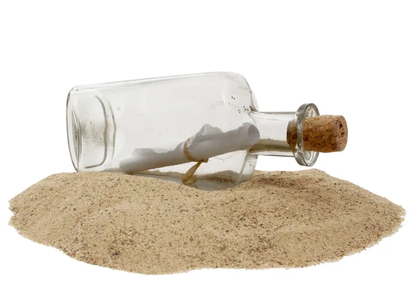 Sos Flasche mit Sand — Stockfoto