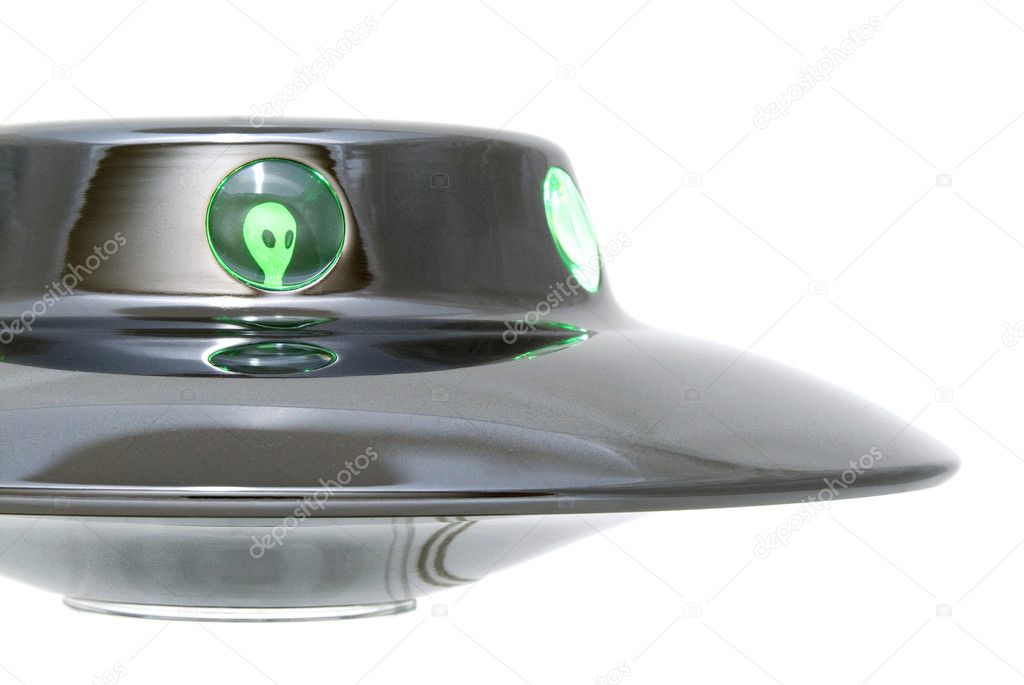 Ufo with a green alien