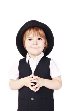 Cute little boy in a hat clipart