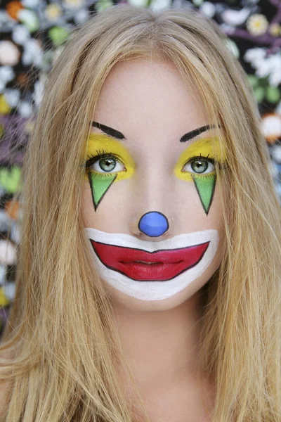 stock image Young beautiful clown girl