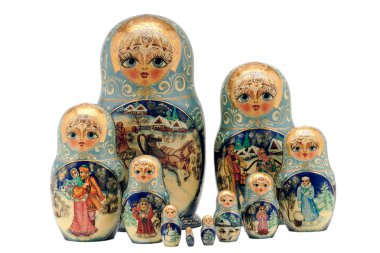 matryoshka bebekler, üzerinde beyaz izole