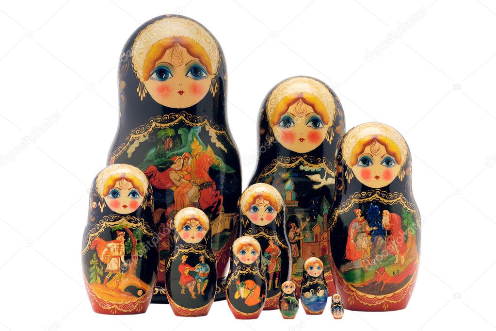 Matryoshka dolls,isolated on white