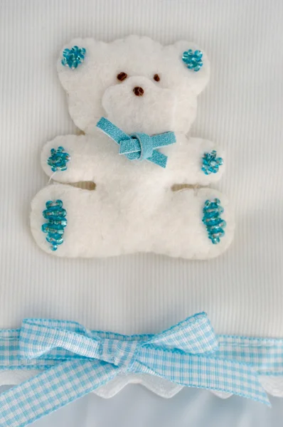 Teddy urso pelúcia tecido fundo — Fotografia de Stock